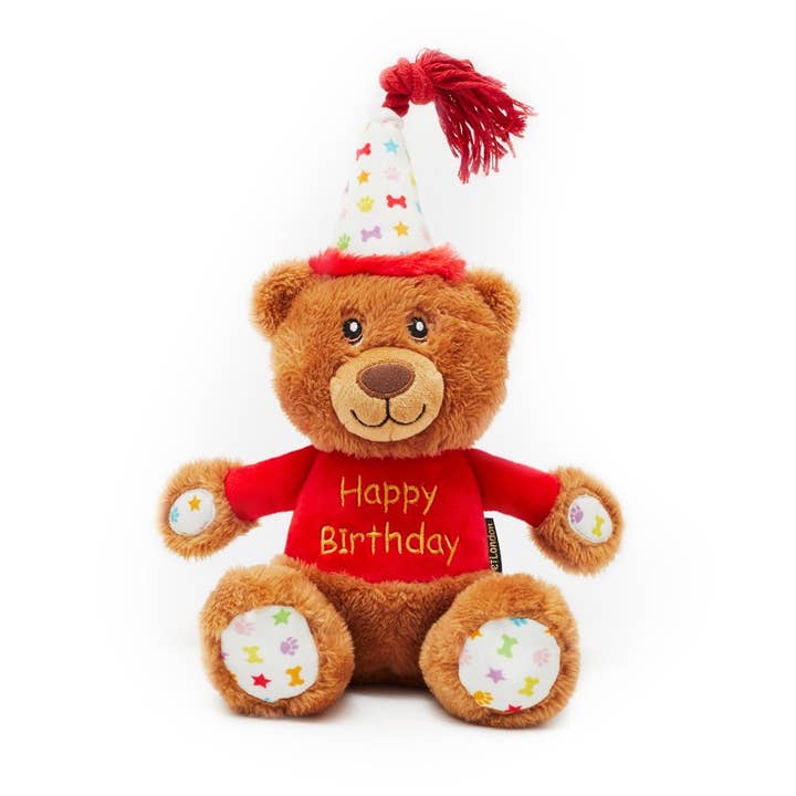 Happy Birthday Bear Dog Toy for wholesale by PetLondon