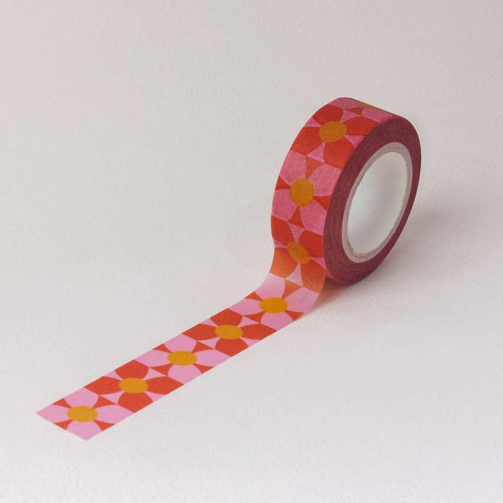 Patchfleurs 15mm • Retro Flower Checkerboard Washi Tape for wholesale by My Darlin'