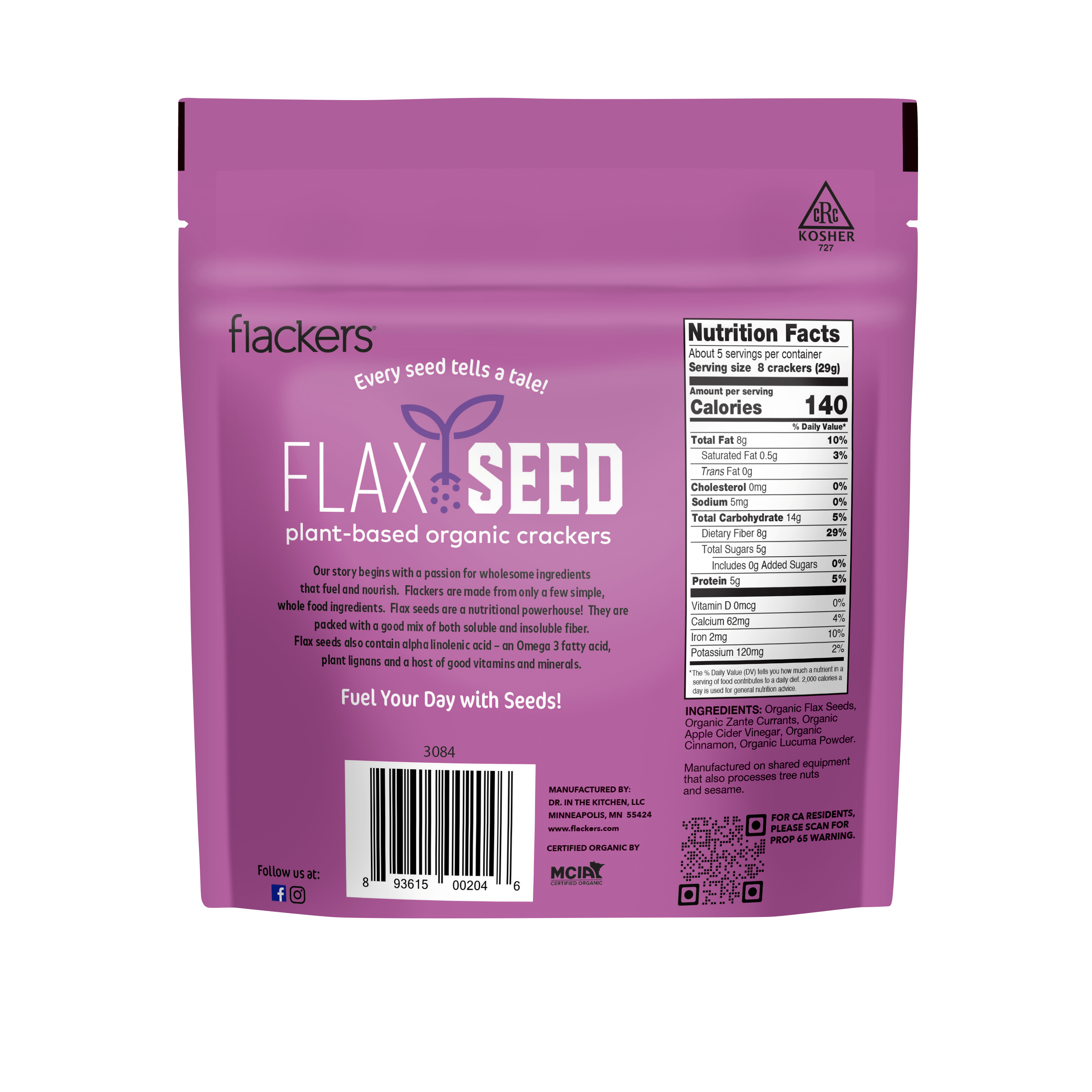 Dr. In The Kitchen, LLC - Wholesale Crackers - Flackers Organic Flax Seed Crackers, Cinnamon & Currant2