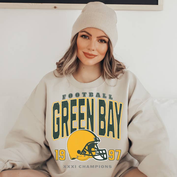 Hello Team Spirit - Wholesale Graphic Sweatshirt - Women's - Green Bay Football Sweatshirt1