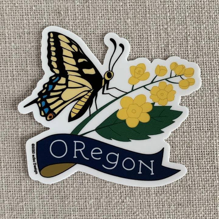 Oregon Swallowtail Butterfly Vinyl Sticker for wholesale by acbc Design