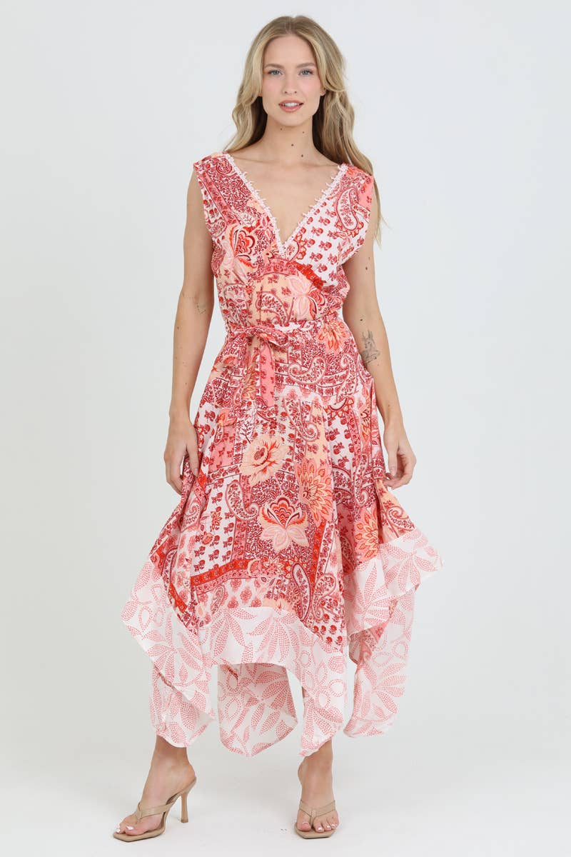 Nostalgia - Wholesale Dress - Women's - E1S31-W909 V NECK LACE TRIM MAXI DRESS WITH LACE TRIM AND DI5