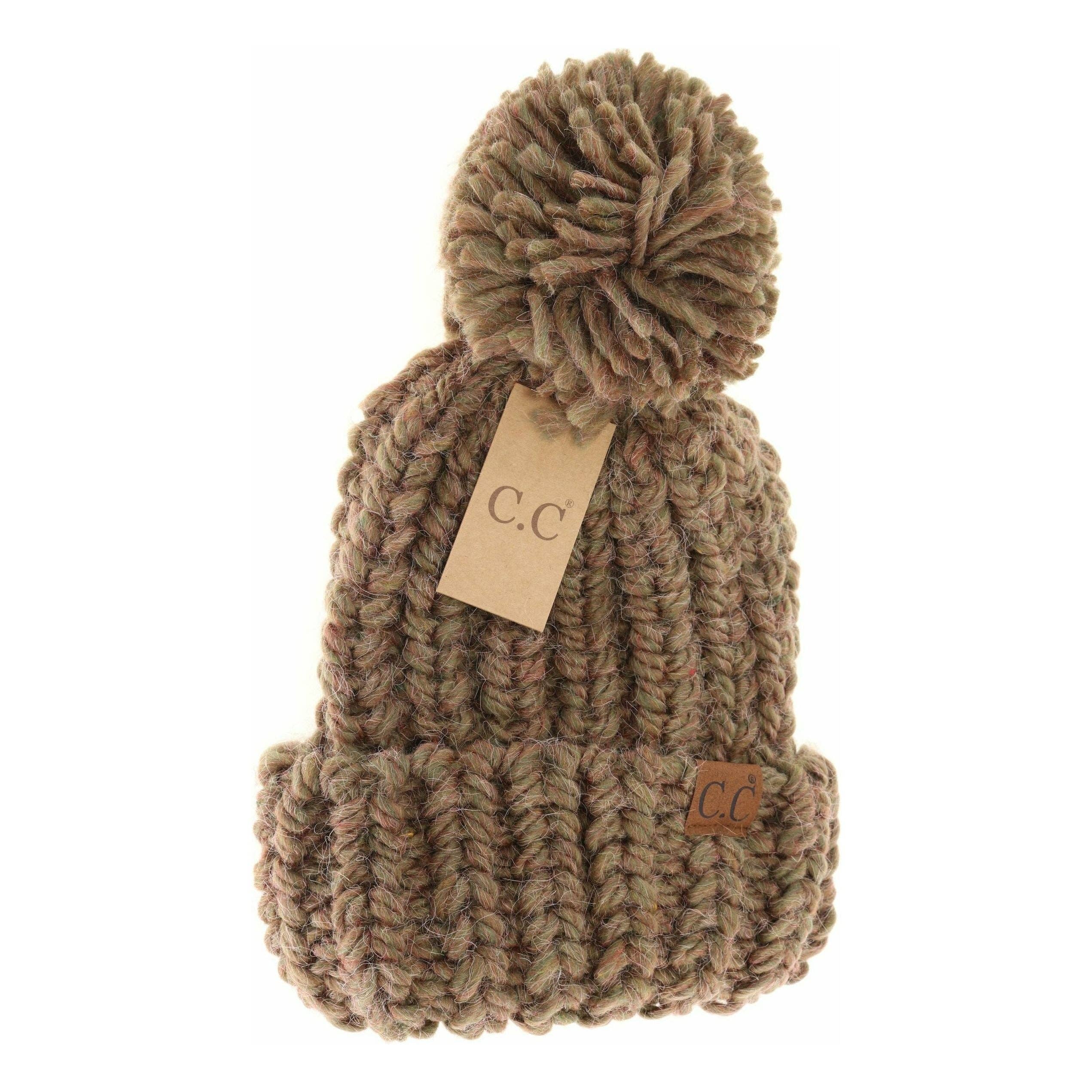 C.C Beanie - Wholesale Beanie - Women's - Chunky Knit Yarn Pom C.C Beanie HAT20854