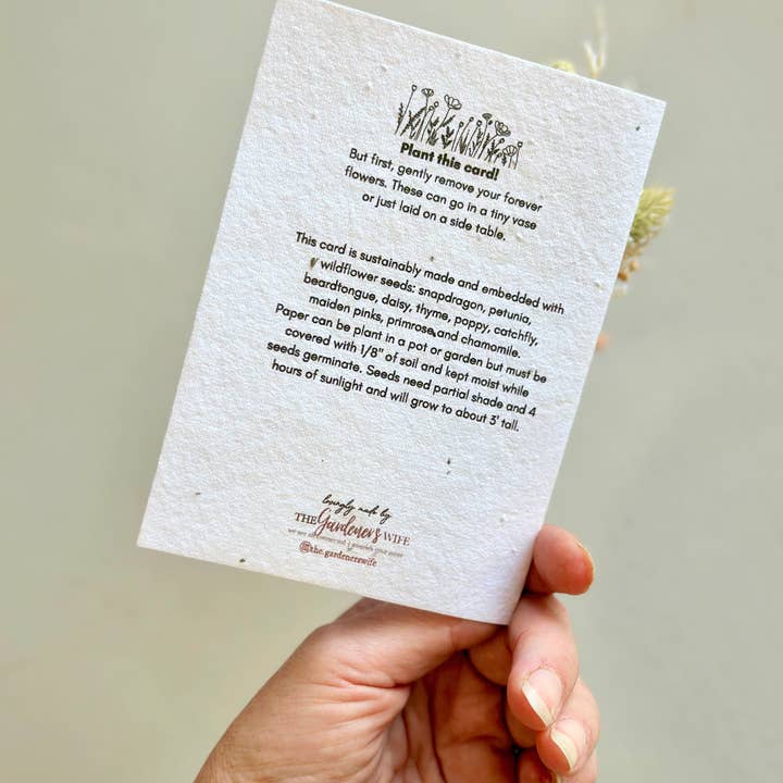 The Gardeners Wife - Wholesale Thank You Card - Wildflower Seed Card + Tiny Bouquet 2