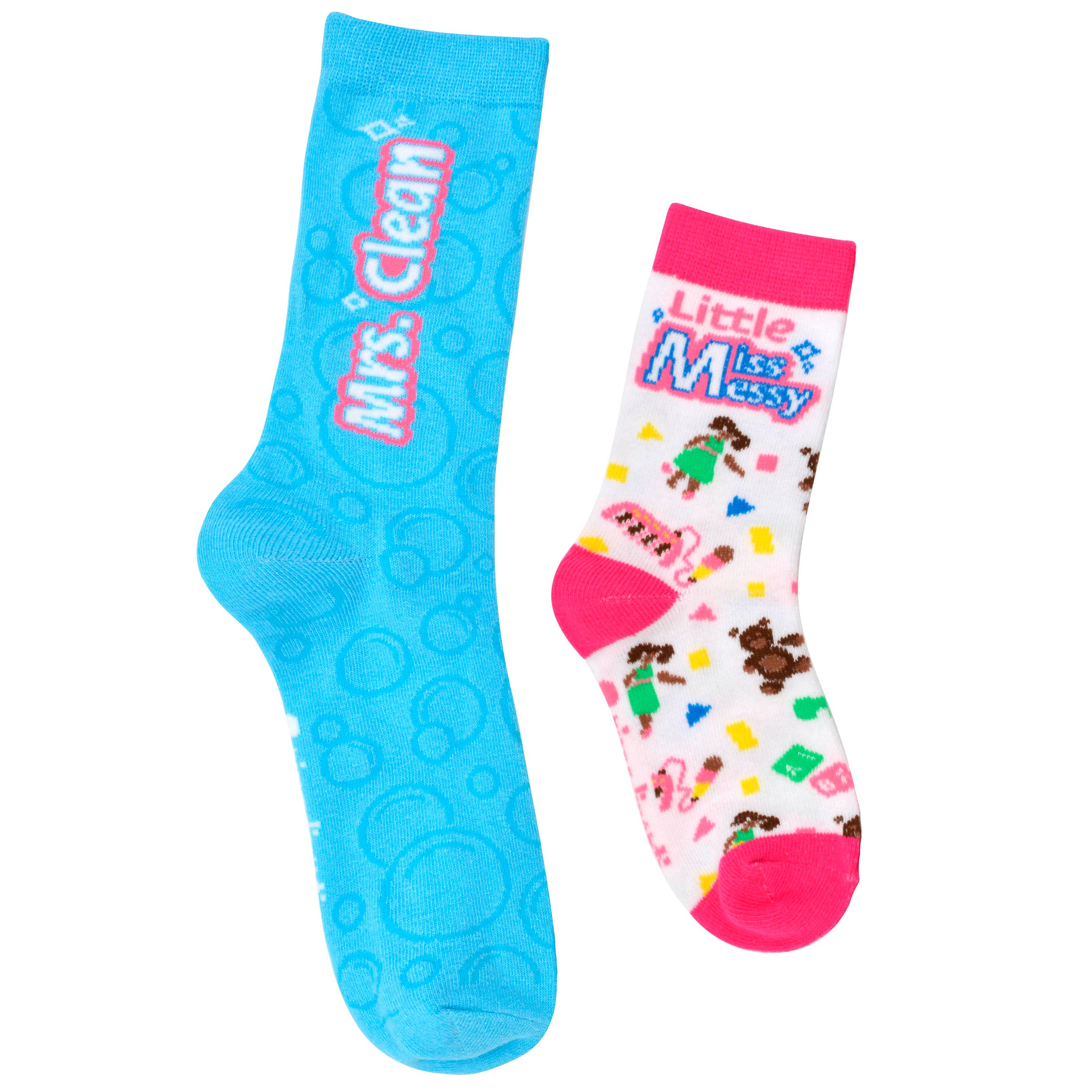 2-pair Sidekicks Mrs Clean Miss Messy - Mommy & Me Socks Set