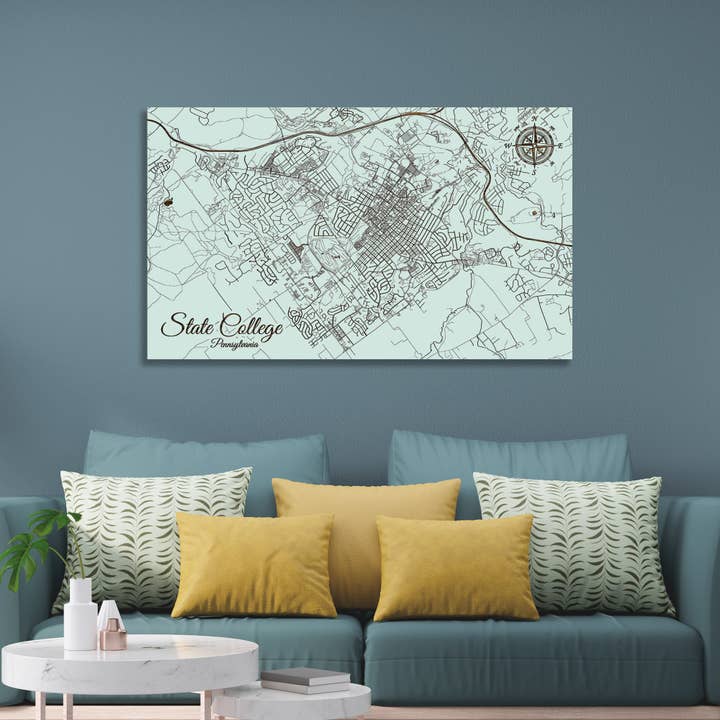 Pennsylvania: Street Map State College voor wholesale door Fire & Pine