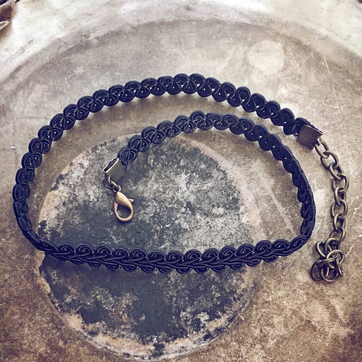 better than basic // boho fancy black ribbon choker for wholesale by Peacock & Lime