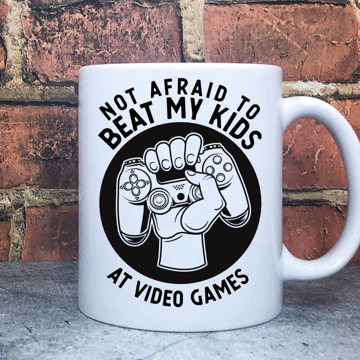 Not Afraid Video Games Funny Dad Coffee Mug, Men Cup for wholesale by Monroe Meadow Boutique