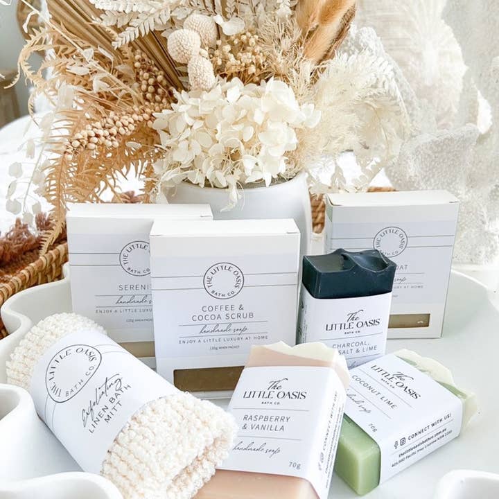 The Little Oasis Bath Co. - Wholesale Exfoliating gloves/mitts - EXFOLIATING LINEN MITT2