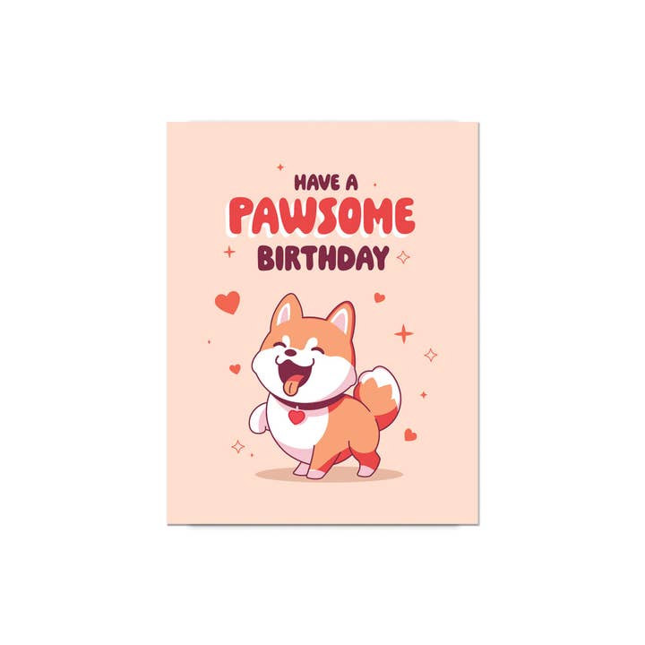 Cute Asian Cards - Wholesale Birthday Card - Paw-some Birthday Card | Shiba Inu Dog Japanese Kawaii Asian Funny Pun2