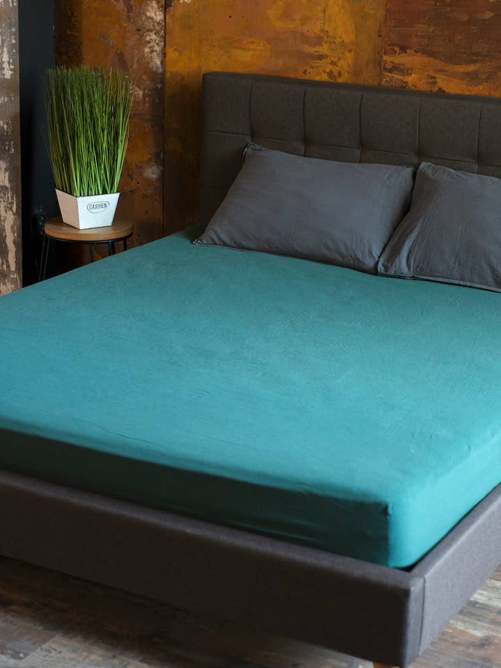 Cotton Fitted Sheet Set, Dark Green for wholesale by Soundsleep