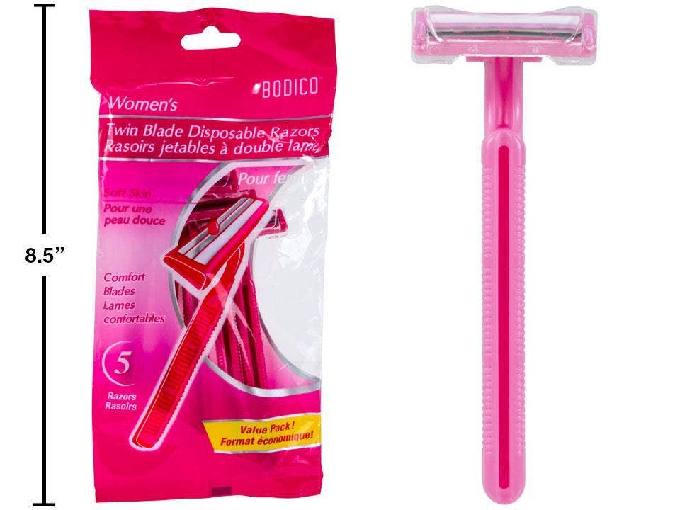 Bodico - Wholesale Razor - Bodico, 5-pc Mens/Ladies Razors,S/S twin blade1