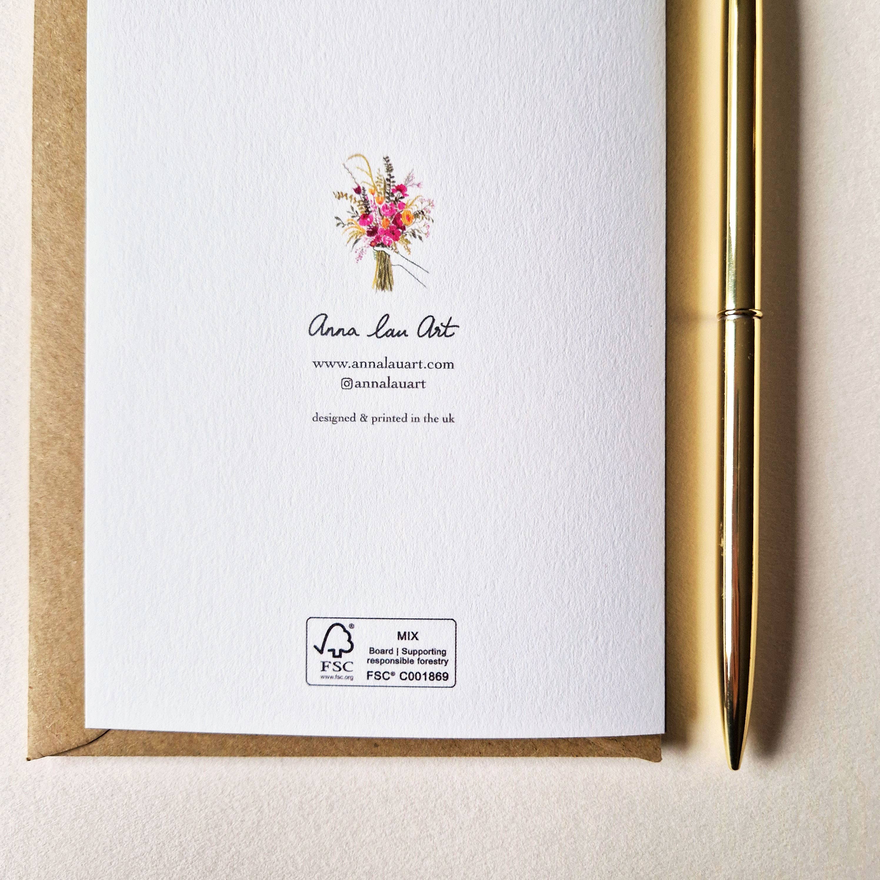 Anna Lau Art - Wholesale Birthday Card - Happy Birthday Floral Watercolour A6 Card3