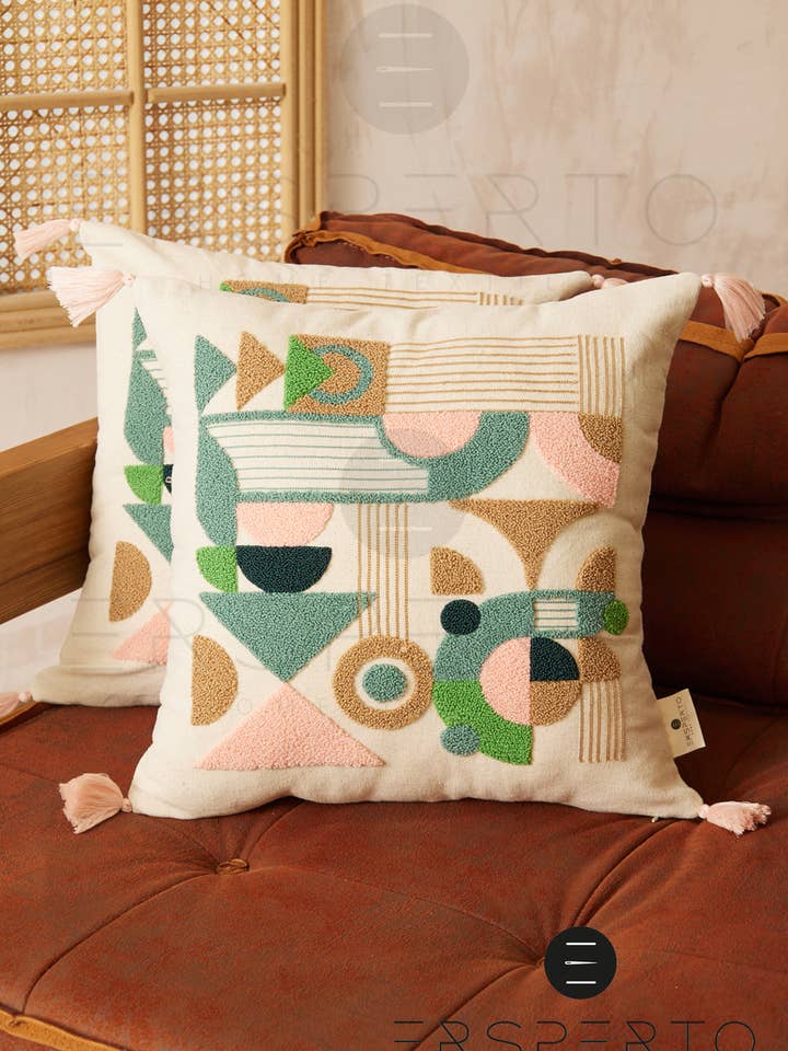 Capa de Almofada Geométrica por Atacado – 43x43 cm Algodão por atacado de Uzman home textile