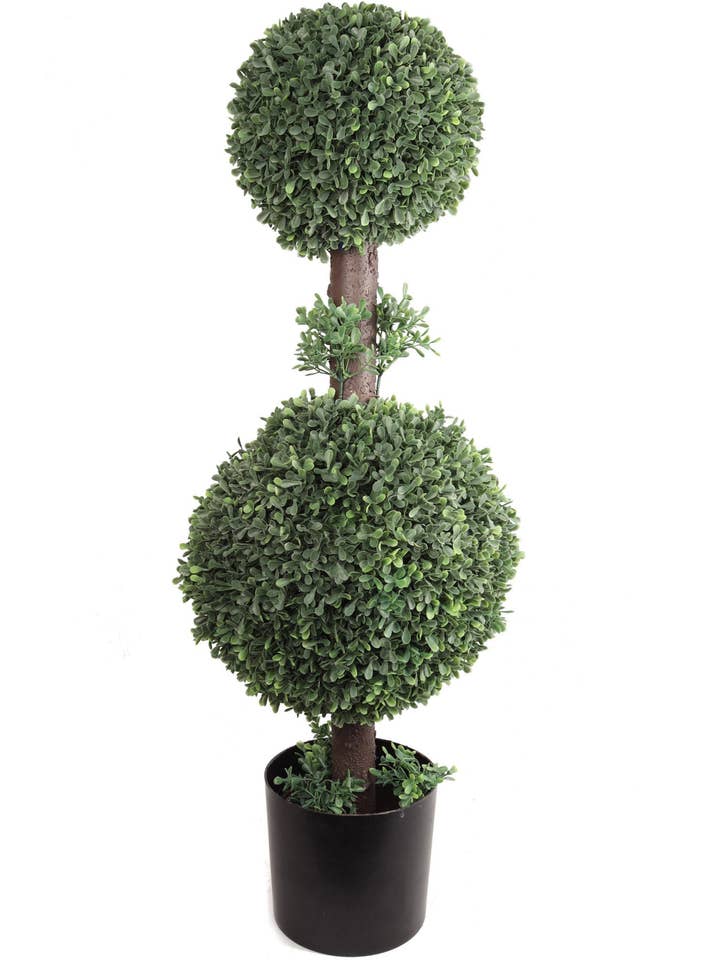 Charming 33" Double Ball Boxwood Topiary Faux for wholesale by Larksilk
