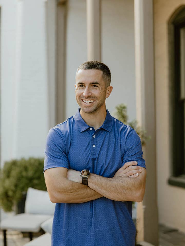 Indigo Squares Polo for wholesale by JD Buck