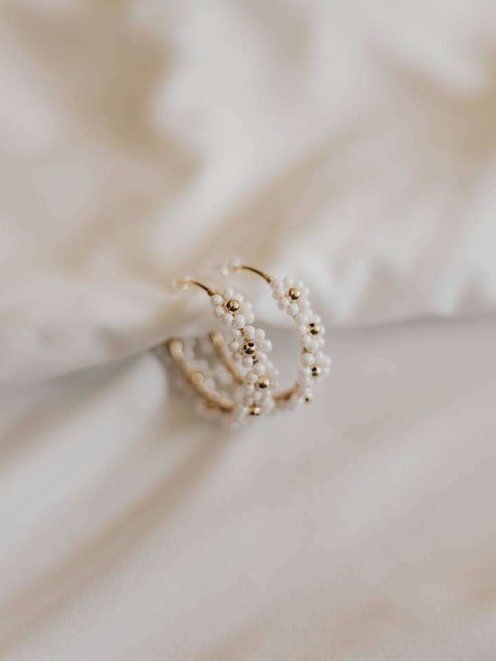 Daisy Hoop Earrings for wholesale by Amberose Jewelry