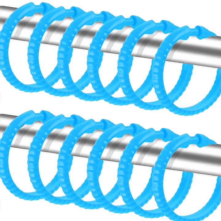 home mart goods - Wholesale Shower curtain rod/hooks - Blue Premium Plastic Shower Curtain Hooks Rings