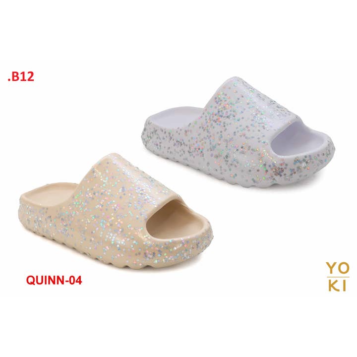 YOKI Women's EVA Foam Glitter Coated Pillow Pool Slides for wholesale by Yoki Fashion