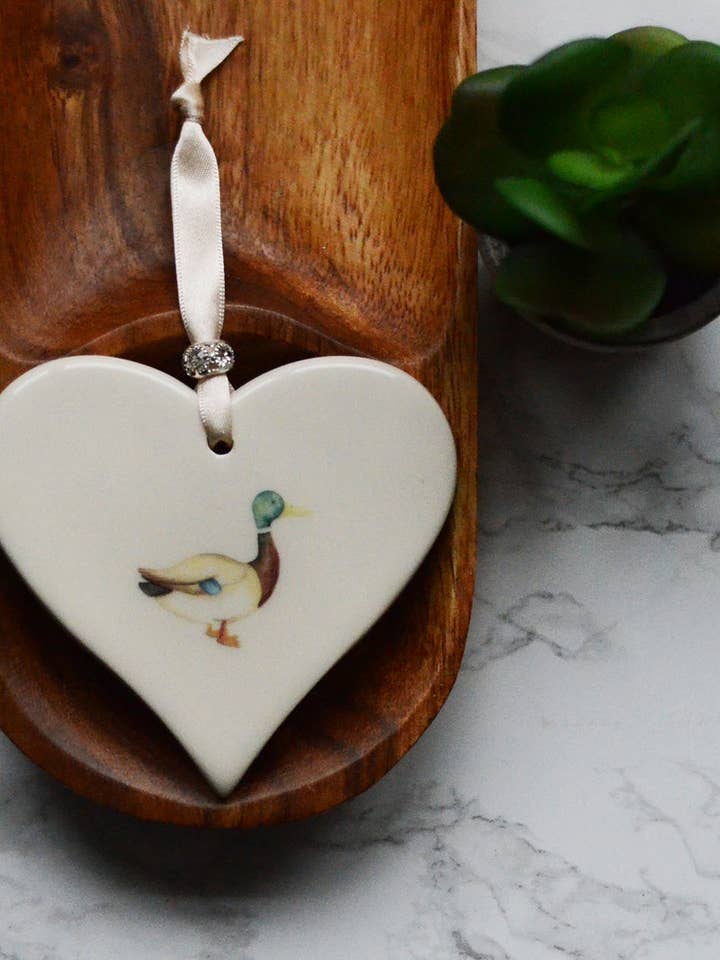 Duck Ceramic Heart for wholesale by Dimbleby Ceramics