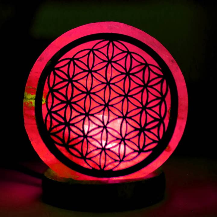 Ethike.eu - Vendita all'ingrosso Lampada da scrivania/d'accento - LAMPADA SALINA HIMALAYA FLOR VIDA USB 2 US3