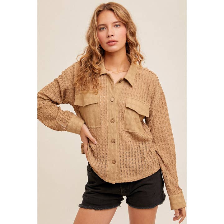 OVERSIZE FRONT POCKET BUTTON DOWN SHORT JACKET for wholesale by Apolline