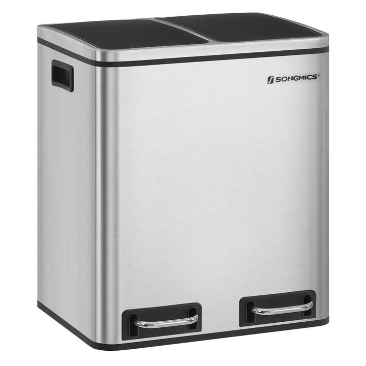 Bote de basura plateado de 2 x 4 galones con 2 baldes para venta al por mayor de Greenwestons