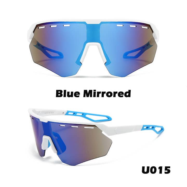 Trio Trading - Wholesale Sunglasses – Unisex - Biking Shield Sunglasses PC UV400 Unisex Assorted 12 Pack2