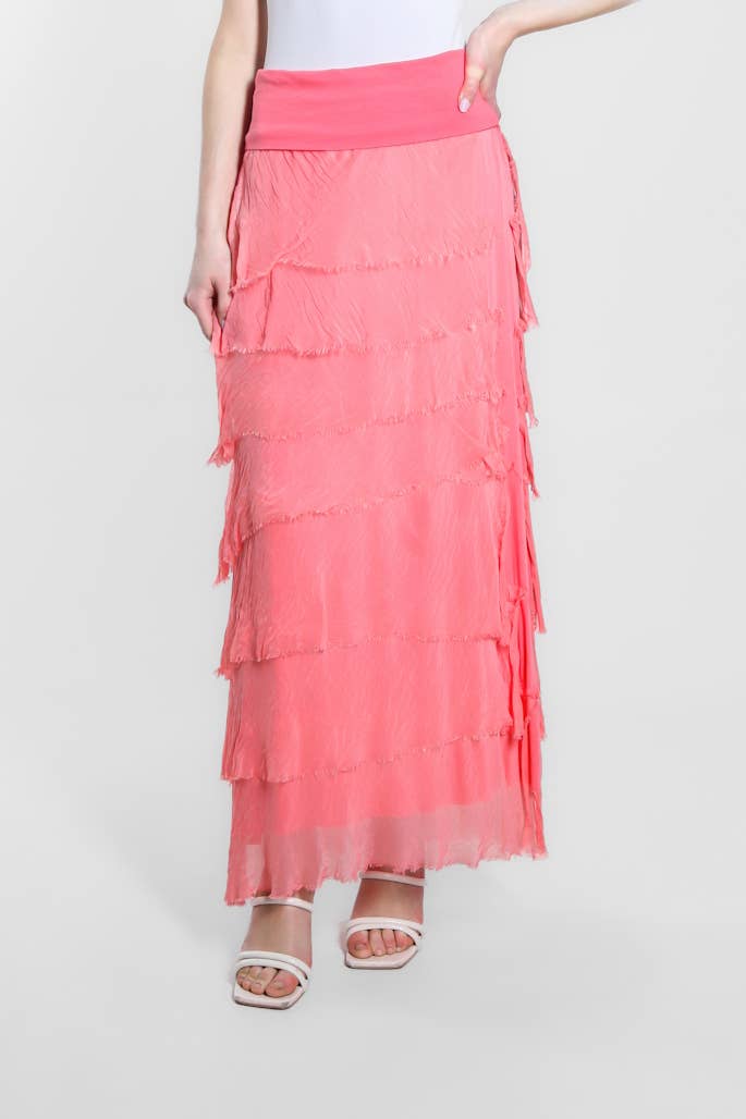 TINA Stephens Italy/Tees By Tina - Wholesale Skirt - Women's - Elisa Silk Ruffle Skirt (SL201)18