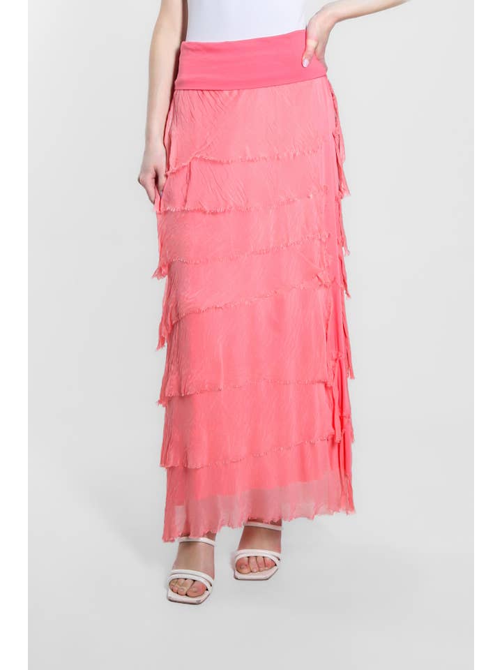 TINA Stephens Italy/Tees By Tina - Wholesale Skirt - Women's - Elisa Silk Ruffle Skirt (SL201)18