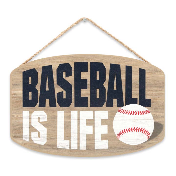 Baseball Is Life Hanging Wood Wall Decor for wholesale by Open Road Brands, LLC