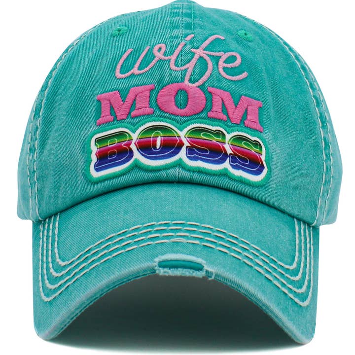 MiMi Wholesale - Wholesale Baseball Cap - Women's - KBV1488 'Wife Mom Boss' Washed Vintage Ballcap3