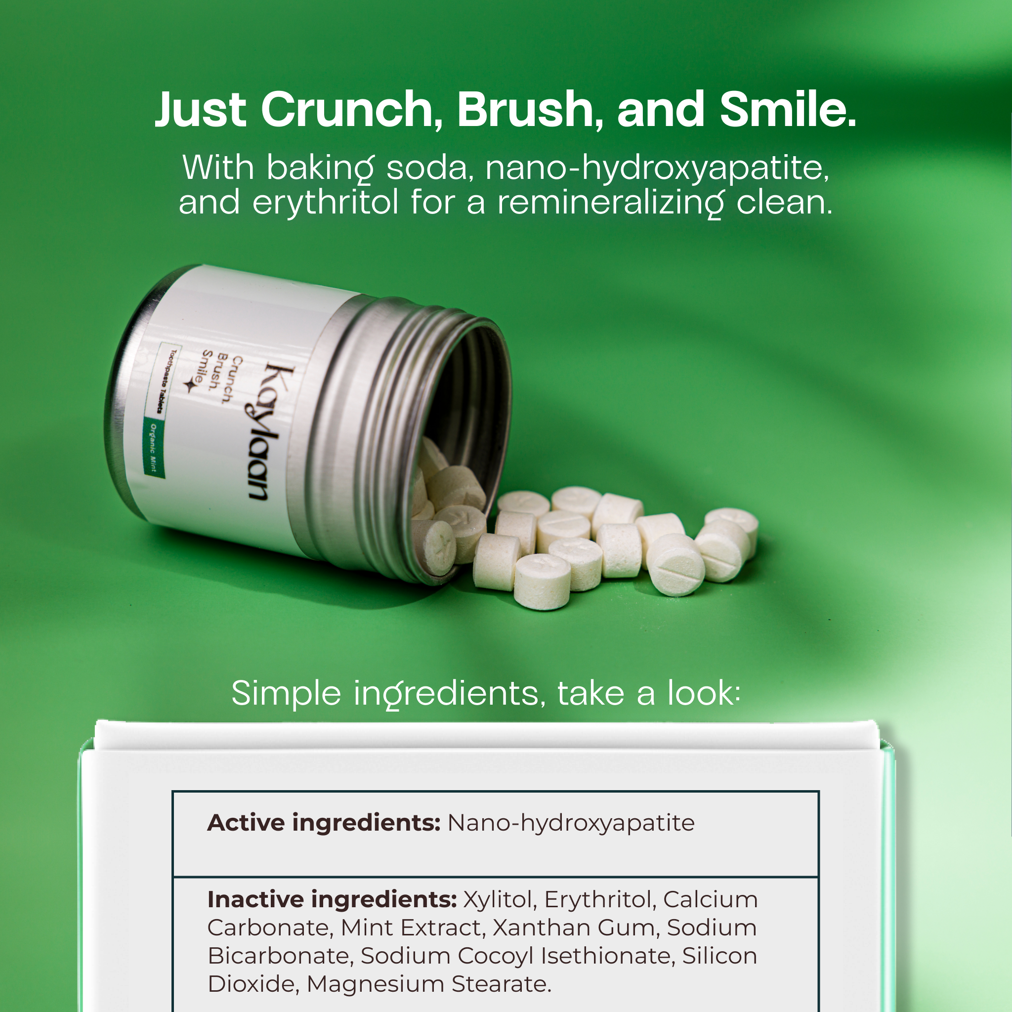 Kaylaan Toothpaste and Mouthwash Tablets – Engroshandel Tandpasta – Kaylaan Tandpastatabletter uden Fluor | Mint | 90 stk.2