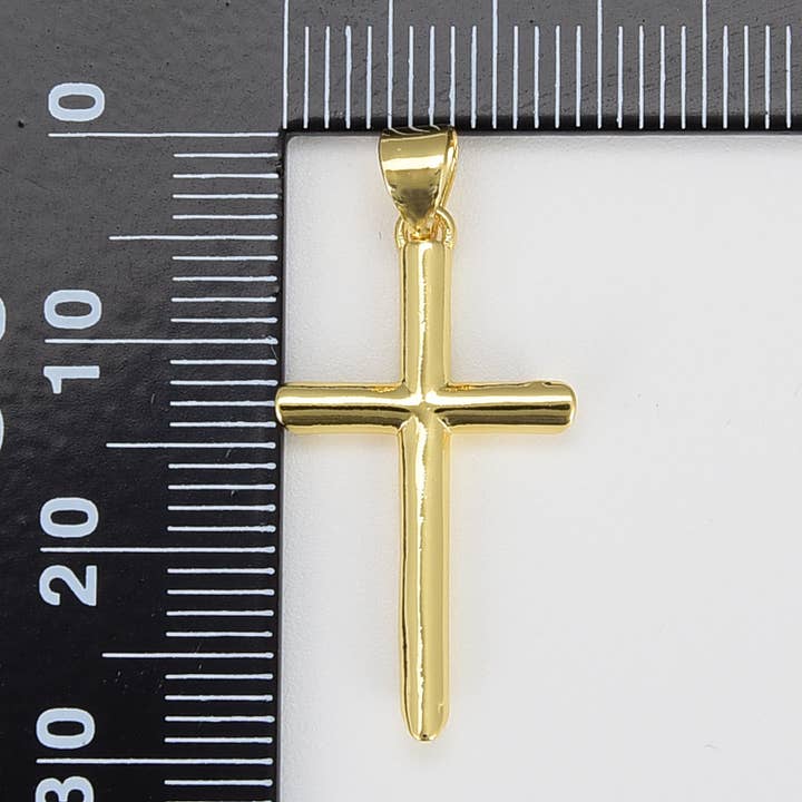 Beads Creation - Wholesale Individual Charm/Pendant - Gold Filled Minimalist Cross Charm Pendant, CP1204