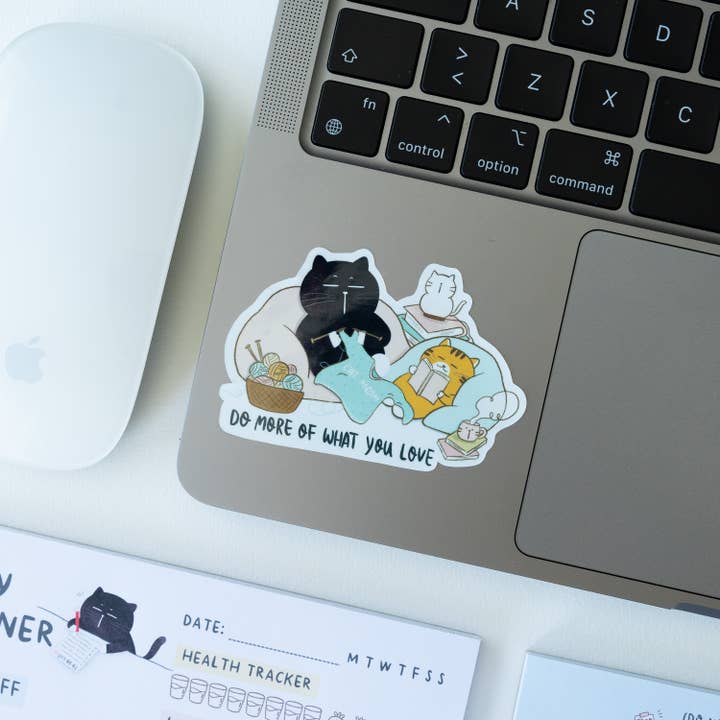 Moonaries illo - Wholesale Sticker - "Do more of what you love" black cat and tabby cat sticker3
