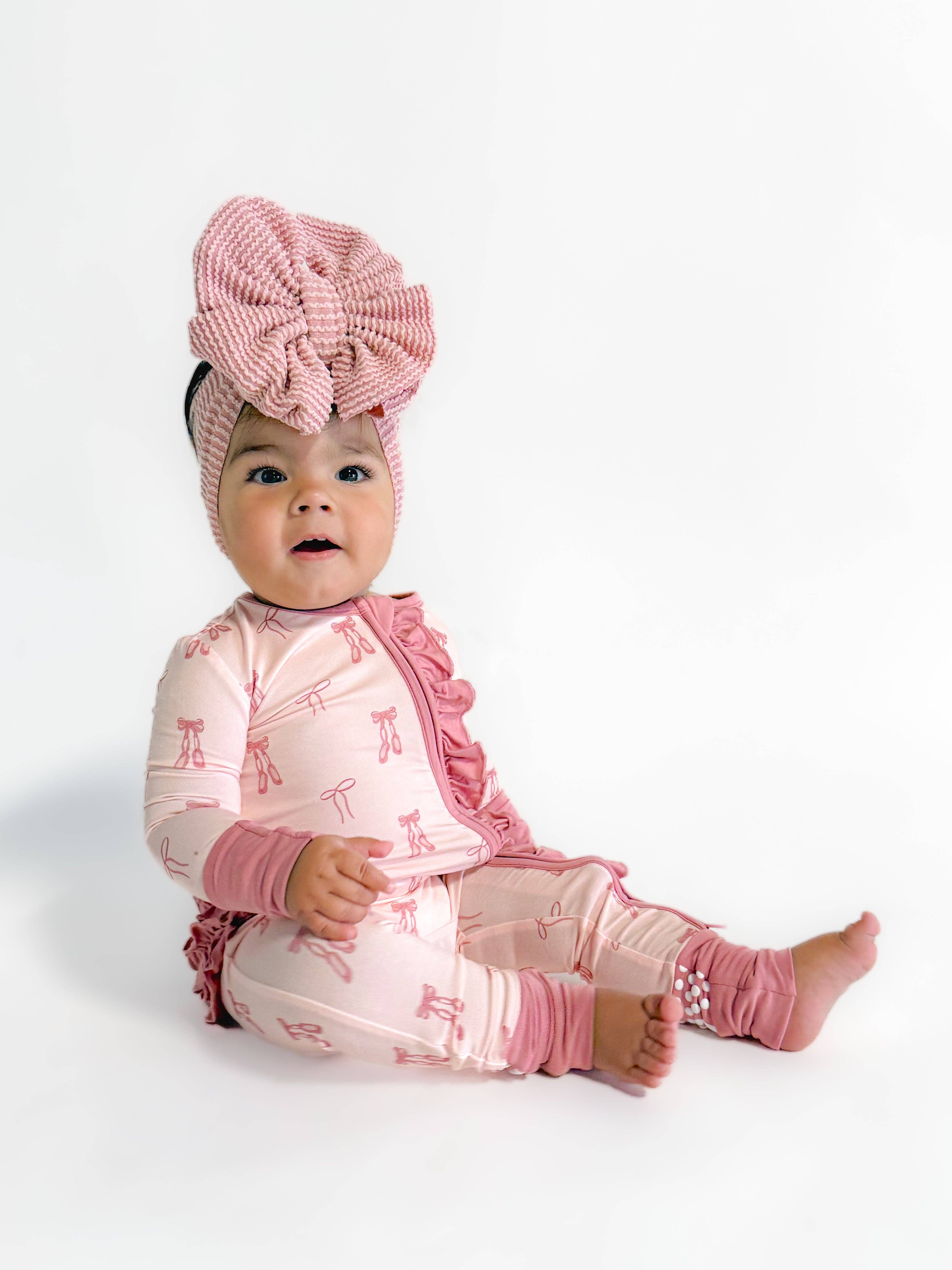 Elle & Mily - Wholesale Jumpsuit - Baby - Ballet Blush Bamboo Convertible Zip Romper