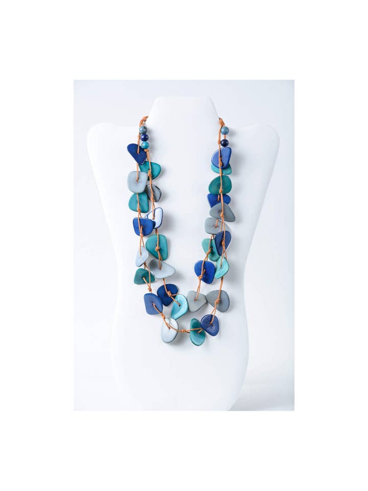 Niki Two Stranded Petal Tagua Statement Necklace for wholesale by TaguArtsy