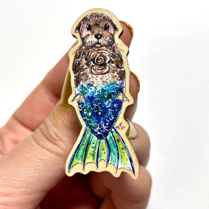 Otter Mermaid Pin for wholesale by Aquabun
