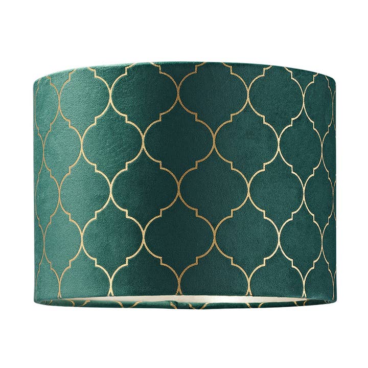 Soft Velvet Lamp Shade With Geometric Foil Decoration for wholesale by Happy Homewares