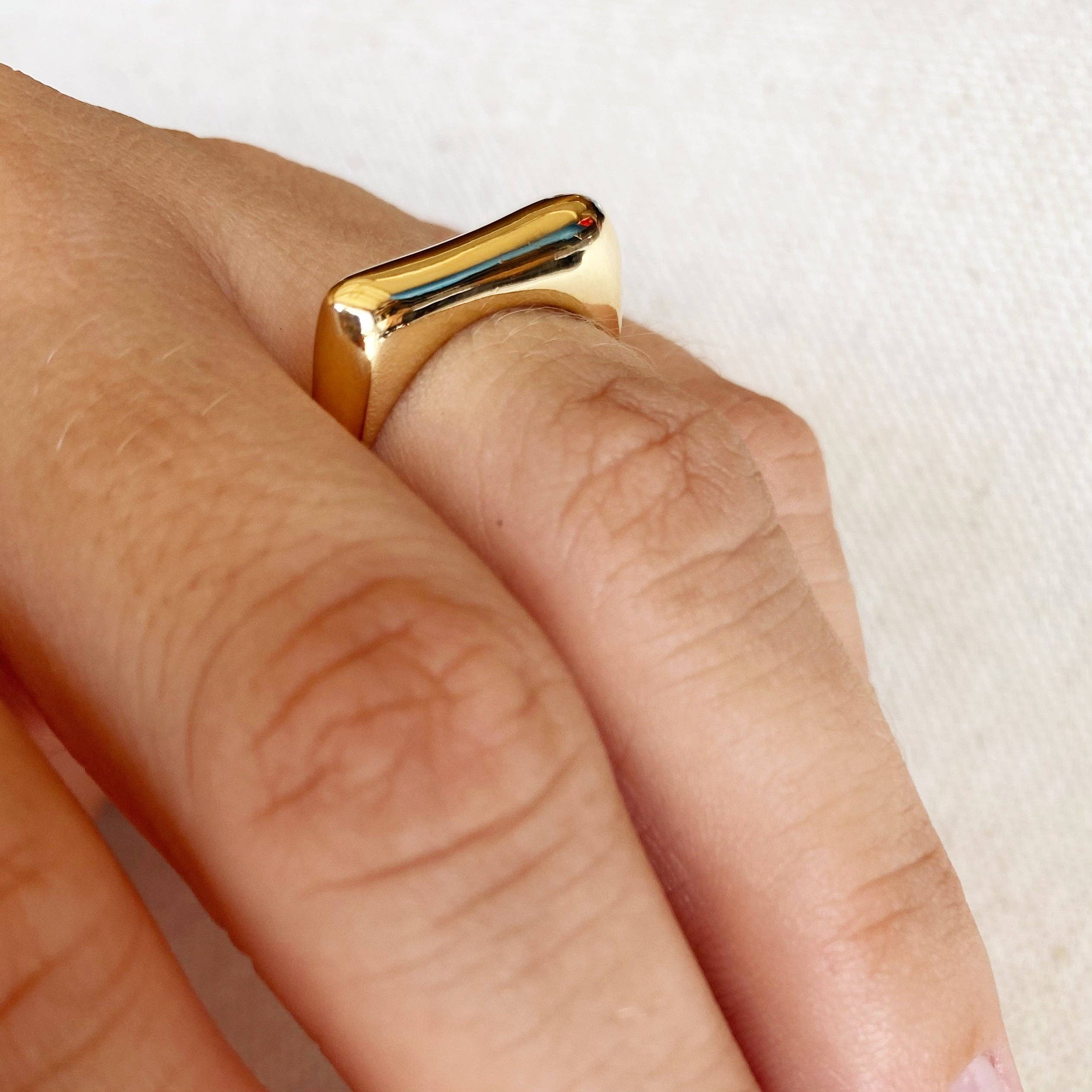 GoldFi - Wholesale Band/Stacked Ring - 18k Gold Filled Bubble Flat Top Stackable Ring3