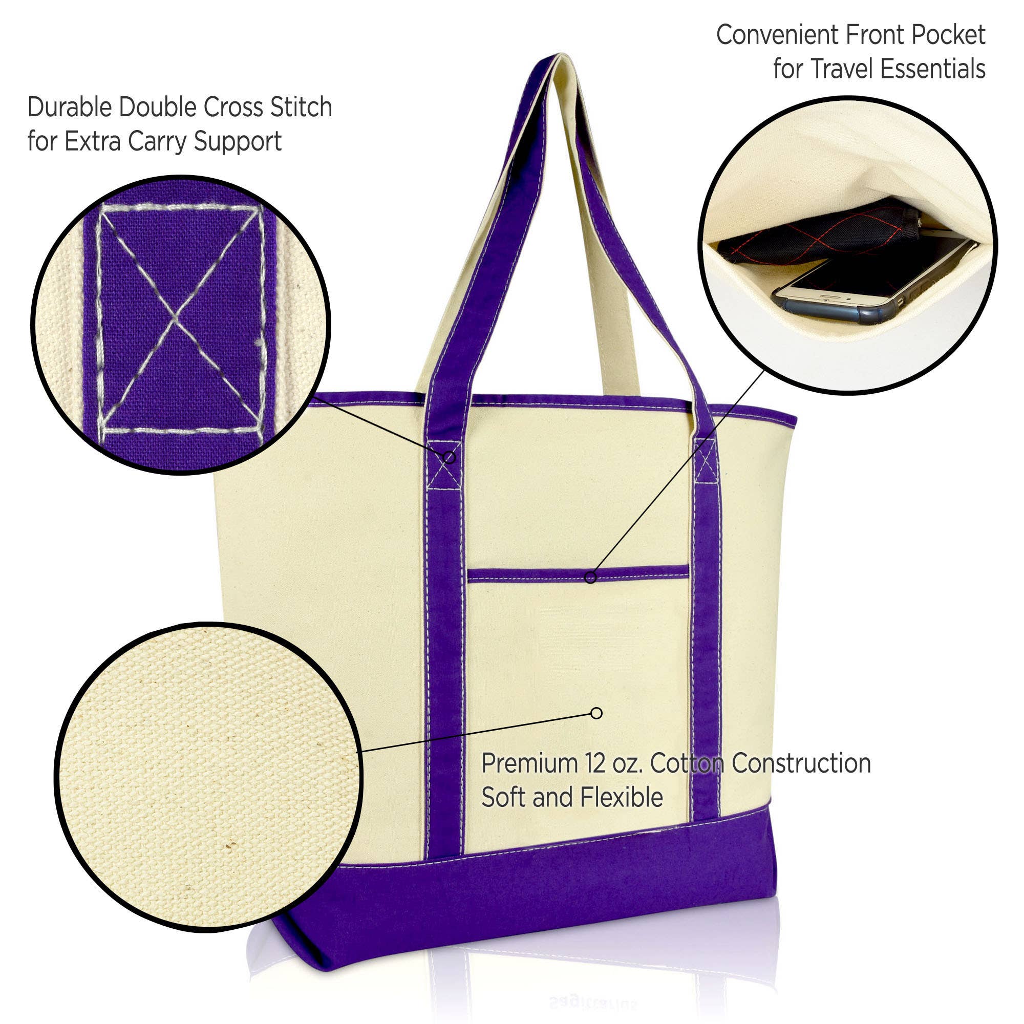 Dalix - Wholesale Tote Bag - Women's - DALIX 22" Open Top Heavy Duty Deluxe Tote Bag Outer Pocket42