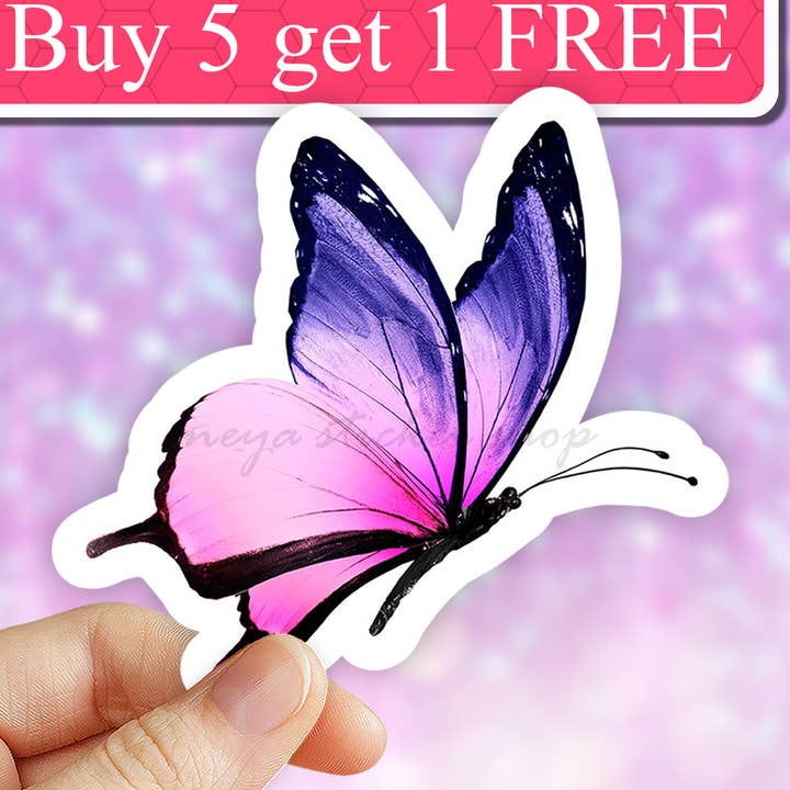 Neya Sticker Shop - Wholesale Sticker - Purple Butterfly Sticker, Nature stickers, laptop decal0
