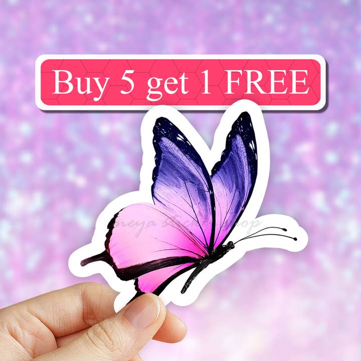 Neya Sticker Shop - Wholesale Sticker - Purple Butterfly Sticker, Nature stickers, laptop decal