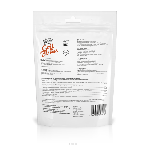 Diet Food - Wholesale Dried/Dehydrated Fruit - Bio Goji Berries 200 g1