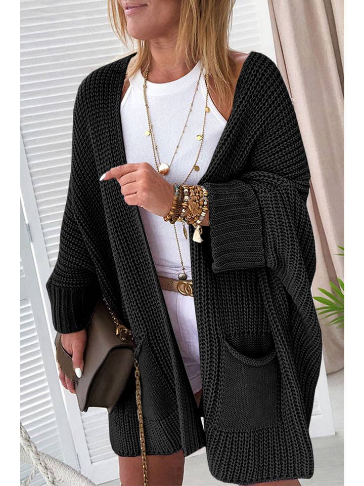 PRETTY BASH - Wholesale Cardigan - Women's - Oversized Open Front Sweater Cardigan