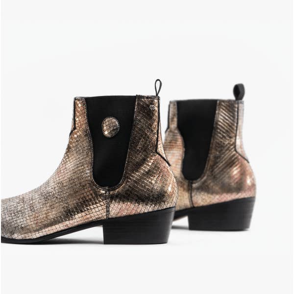 Club Cubano - Wholesale Chelsea Boots - Men's - HUGO Mens Leather Cuban Heel Boots Gold Snake4