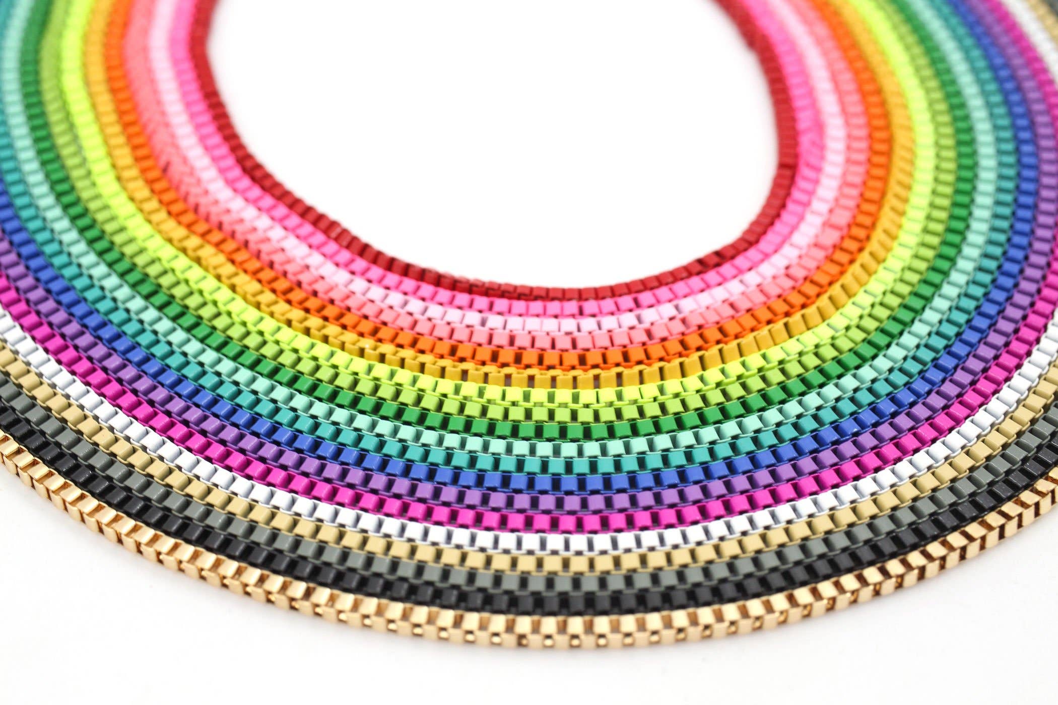 Woman Shops World - Wholesale Link & Chain Necklace - Enamel Box Chain Necklace, Adjustable Unisex Jewelry18