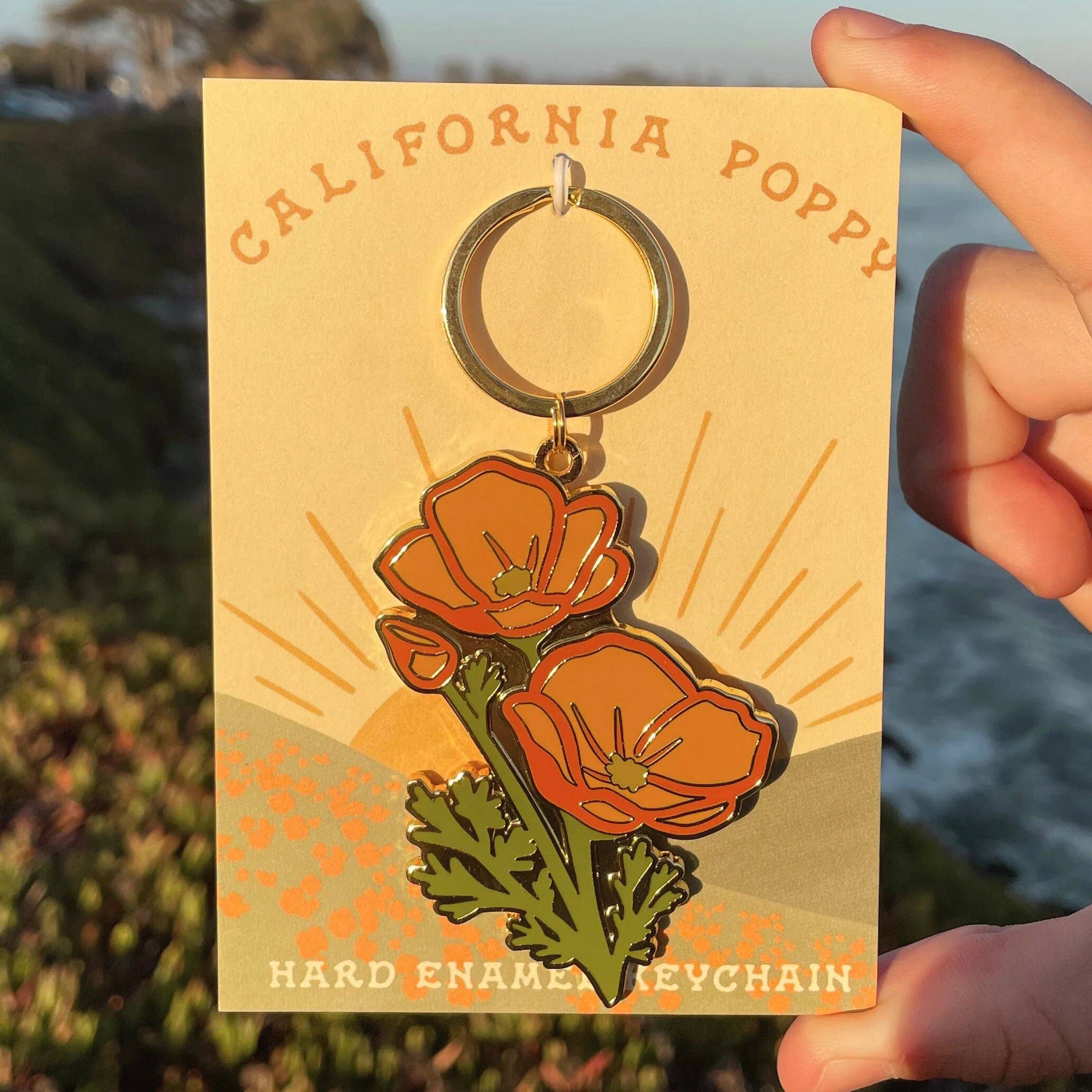 Pau Hana Designs - Wholesale Keychain - Unisex - California Poppy Hard Enamel Keychain2
