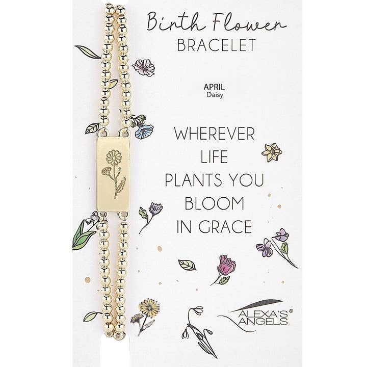 Bracelet fleur de naissance marguerite d'avril pour la vente par Roman