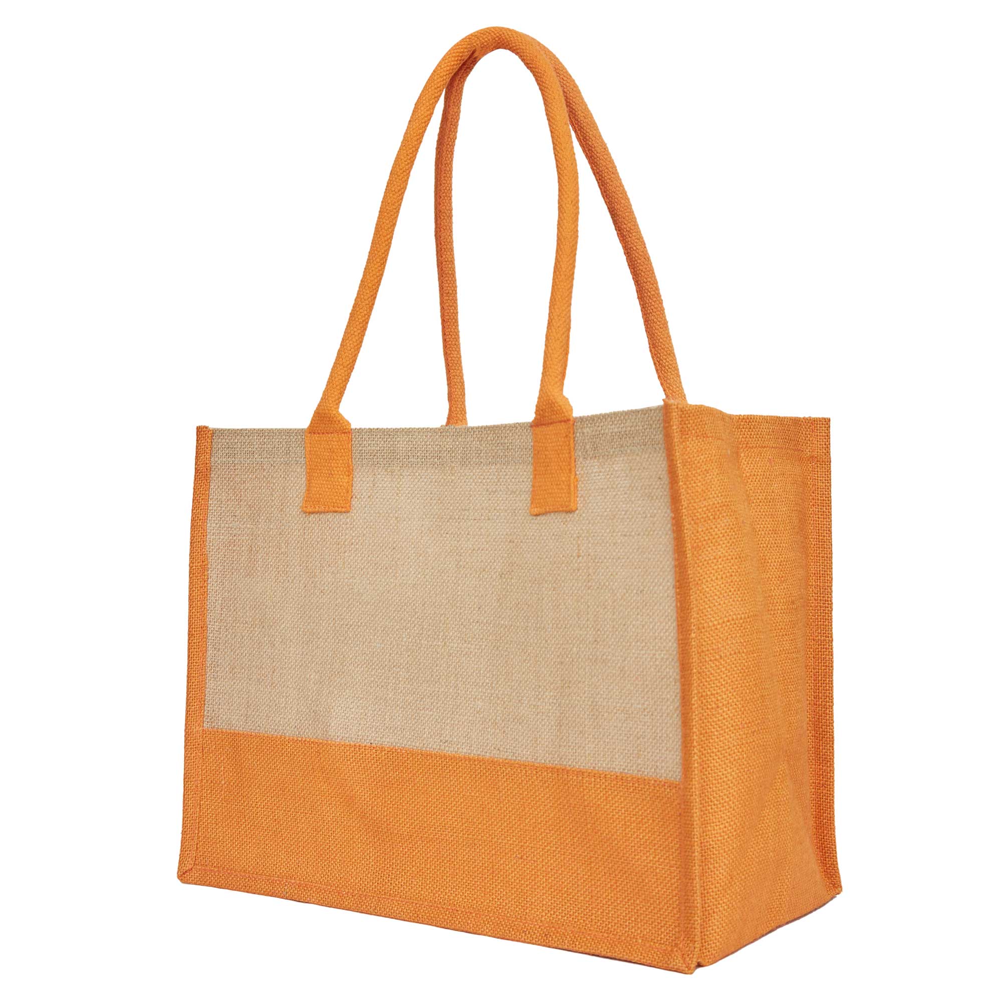 ecojutebags – wholesale Tote bag – Unisex – Pack 4 Jute Shopping Bags– Two-Tone Design with Long Handles24